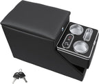 Vehicle Center Console Organizer with 7-Color Ambient Light - Lockable Floor Storage & Dual Cup Holders, Fits Minivans, SUVs & Vans 10.24 inch Wide