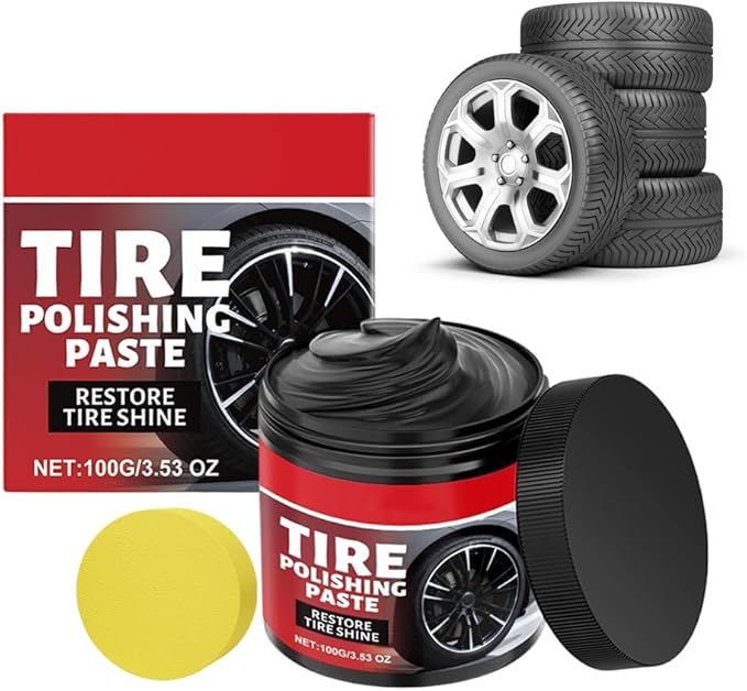 Car Tire Shine with Sponge, Wheel Shine Tire Polishing Paste for Cars Trucks Motorcycles RVs & Mor (1PCS)