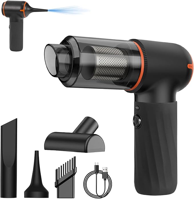 Car Vacuum Cleaner Portable Cordless with 6000PA Suction, Mini Handheld Vacuums Cleaner with Air Duster and Blower, High Power Hand held Cleaners for Car, Home, Office, Pet Hair, Keyboard