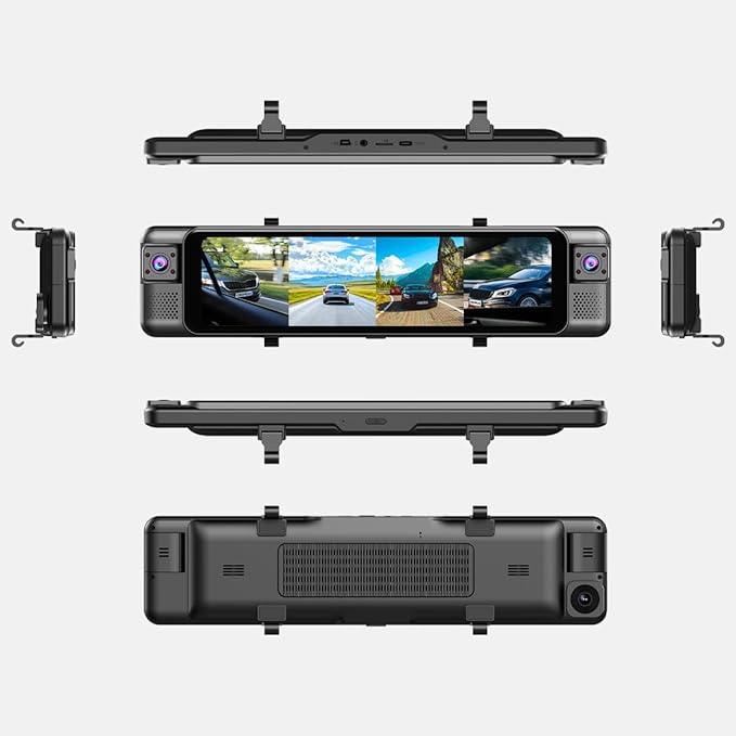 D80 4-Channel 4K Rear View Mirror Camera with ADAS and BSD,11” Touchscreen, Front and Rear and Left and Right Camera for Car，Super Night Vision, 24H Parking Monitoring Hardware kit,Free 64GB Card