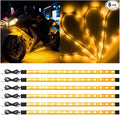 Motorcycle RGB LED Light Kit, 6PCS DC 12V Waterproof Motorbike Underglow Strip Lights Kit, Golf Cart Exterior Ground Effect Atmosphere Lamp, Universal for SUV RV Truck (Amber)
