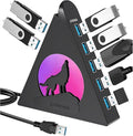 7-Port USB 3.0 Hub, Vertical USB Hub Splitter with RGB Lighting,5Gbps High-Speed Data Transfer and 2FT Extension Cable, Compatible with PC, MacBook, Laptop, PS5, Xbox, Flash Drive, Printer
