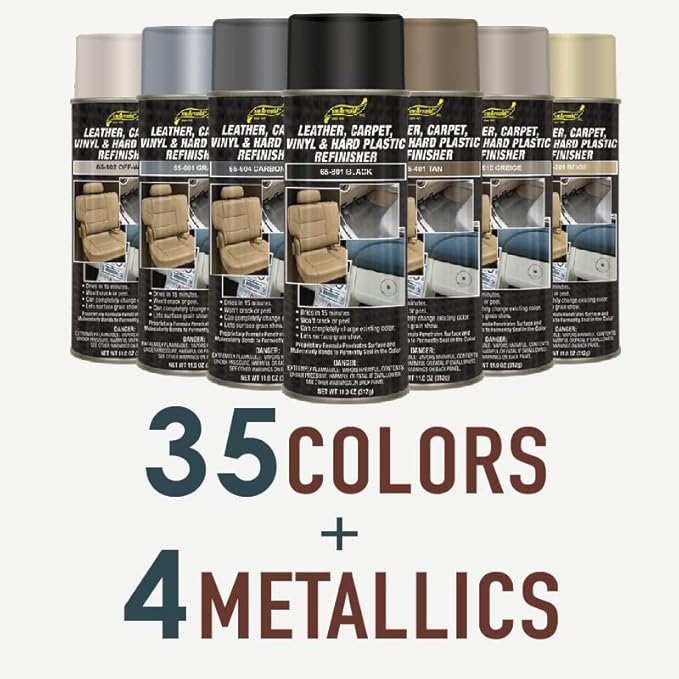 S.M. Arnold Refinishing Spray Paint - GRAY METALLIC 11 Oz. - For Leather, Carpet, Vinyl, Metal, Plastic, Polycarbonate, Polypropylene, Acrylic, Lexan, Fiberglass | Pro Grade Aerosol Refinisher