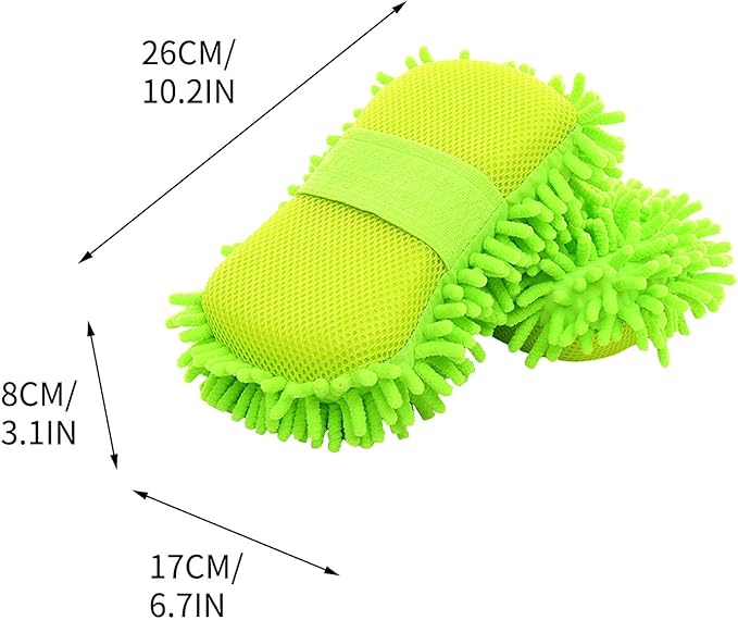 Car Wash Mitt,Microfiber Chenille Car Wash Mitt,Double-Sided lint-Free,Scratch Free,Cleaning Mitts for Truck, SUV, RV (Green)