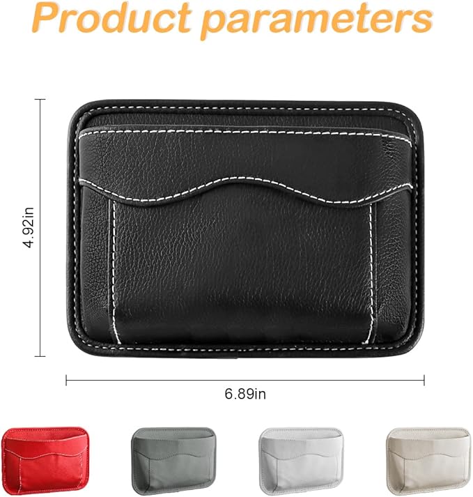 Osilly Car Seat Side Pocket Organizer, PU Leather Pen Phone Sunglasses Holder Tray Pouch Seat Gap Filler, Mini Storage Bag Car Interior Accessories for Auto Seat Door Window Console (Black)