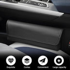 Car Seat Gap Filler Organizer, Leather Vehicle Side Seat Gap Storage Box with Lid for Phone Key Card, L-Capacity Auto Interior Organization, Universal for SUV Sedan Truck (Black)