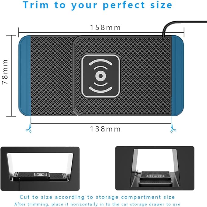 Wireless Charging Pad for Car for Honda HR-V 2016-2026, Non-Slip Type C/USB 20W Fast Phone Charging Pad DIY Trim-to-Fit No Interior Damage,B&Type-C