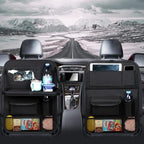 Tumecos Car Seat Back Organizer, 2 Pack Back Seat Organizers and Storage with Touch Screen Tablet Holder, Kick Mats, Back Seat Protector (black)
