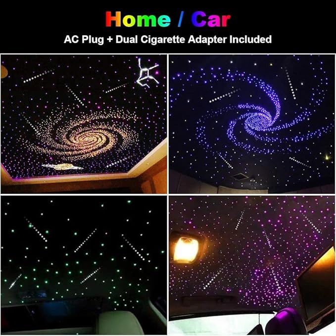 CHINLY Meteor Twinkle 500pcs 13.1ft (0.03in+0.04in+0.06in) Fiber Optic Lights Star Headliner kit+Shooting Stars Light kit, Music Mode Bluetooth APP Control Remote, for Star Headliner/Home Ceiling