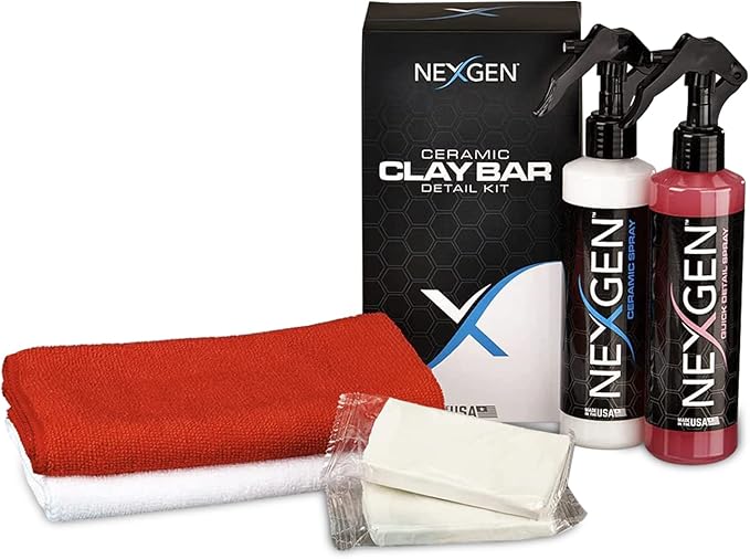 Nexgen Premium Ceramic Clay Bar Kit – 5 Piece Professional-Grade Car Cleaning Kit with Ceramic Spray & Quick Detailer – On-the-Go Car Detailing – Ideal for Cars, Trucks, Boats & More