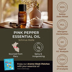 100% Pure Pink Pepper Essential Oil - 0.34 Fl Oz - Pink Pepper Oil for Hair, Skin, Diffuser, Aromatherapy & DIY Candle Making Scent