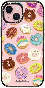 CASETiFY Impact Case for iPhone 15 [8.2ft 4X Military Grade Drop Protection/Compatible with Magsafe] - Donuts - Clear Black
