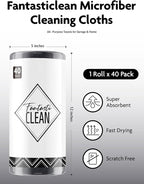 Fantasticlean Microfiber Cleaning Cloth Roll -40 Pack, Tear Away Microfiber Towels, 12" x 12", Reusable, Washable, Scratch Free, Ultra Absorbent for All-Around Cleaning Supplies (DimGrey)