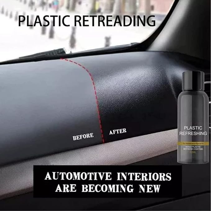 Plastic Cleaner & Restorer,Nano Plastic Refreshing Coating,Car Plastic Parts Retreading Agent,Car Plastic Restorer Prevents Drying Aging,Plastic Care for Cars,Truck,Motorcycle (30ml-2pcs)