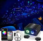 AZIMOM Dual Color 1000pcs 0.03in 13.1ft Twinkle Fiber Optic Starlight Headliner+ Pure White Meteor 240pcs Shooting Star, Sound Mode APP& Remote Control 2 in 1Starlight Meteor Kits Car Home Ceiling