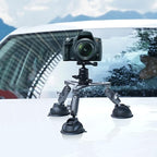 Triple Suction Cup Camera Car Mount Holder, Heavy Duty Tripod Window Windshield Dash Dashboard Inside Outside Sucking Attach Accessories for GoPro Insta360 DJI Action Osmo Pocket DSLR Accessory