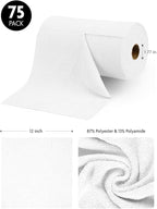 Fantasticlean Microfiber Cleaning Cloth Roll -75 Pack, Tear Away Microfiber Towels, 12" x 12", Reusable, Washable, Scratch Free, Ultra Absorbent Dishcloth for All-Around Cleaning Supplies (White)