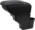 AULPHIKE Compatible with Nissan Note Armrest 2016-2018 Car Center Console Organizer Armrests Double Layer Storage with USB Ports（Black Style）