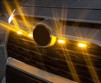 iJDMTOY Smoked Lens Front Grille TRD Style Amber Yellow LED Grill Lighting Kit Compatible with Toyota 2019-2025 RAV4, Includes (4) 12-SMD Smoke Cover LED Grille Lights & Wiring Harness