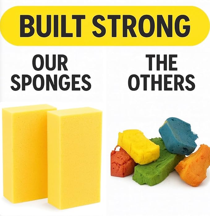 2-Pack Car Wash Sponges - Large Sponges, Extra Thick for All-Purpose Cleaning, Non-Scratch, Ideal for Vehicle Washing, Equipment Cleaning, Boat Cleaning, Rectangle