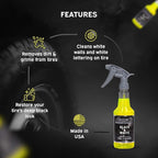 LANE'S Black and White Tire Cleaner- Tire Cleaner, Cleaning Tire Spray, Strong Tire Cleaner - Formulated Cleaning Strength, Restores Rubber to Black, Fast Acting Tire Cleaner- 32 OZ