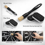 9-Piece Car Cleaning Kit - Waterproof Glove, Dual-Hardness Brushes, Flat Rim Brush & Absorbent Towel | Scratch-Free for All Vehicles, Gift for Car Enthusiasts