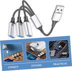 Portable USB Power Splitter Cable Male to Female Ports Compact USB Hub with Over Over-Voltage Protection for Laptop Car and Computer Use