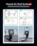 Spedal Qi2 15W Magnetic Car Charger Mount, for MagSafe-Compatible Car Phone Holder with Strong Magnet, 360° Adjustable Wireless Charging Mount for iPhone 16/15/14/13/12