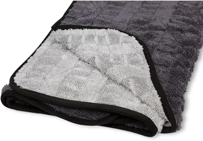 Stoner Car Care 95142 Extra Large Premium Microfiber Blend Car Drying Towel Highly Absorbant Lint Free Double Layer and Tagless, Gray, 900 GSM, 30x36