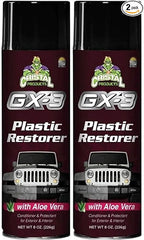 GX-3 Plastic Restorer – Black Plastic Restorer for Cars & Automotive Trim Restorer – Interior Car Cleaner & Exterior Faded Plastic, Vinyl & Rubber Renewer with Aloe Vera 2PK (8 fl oz)
