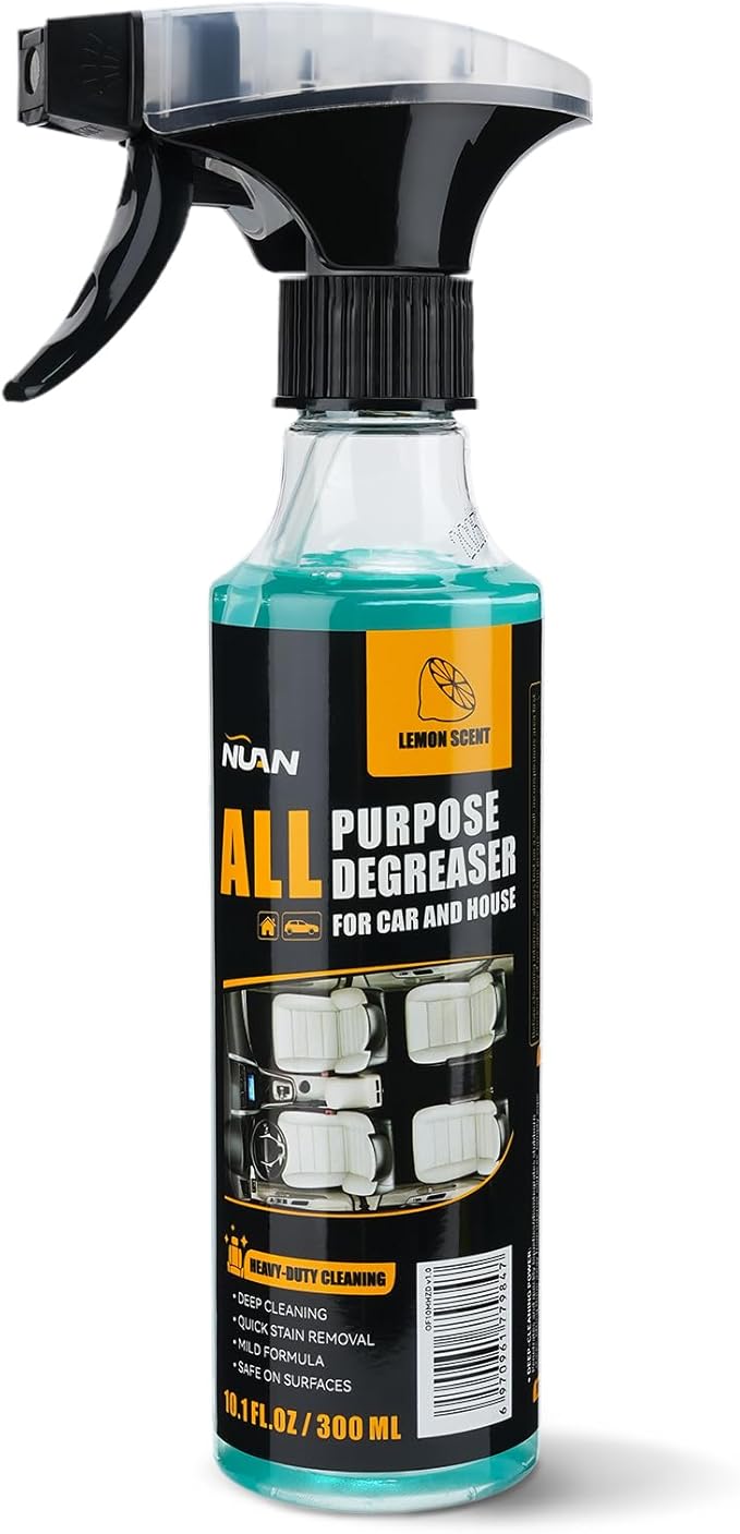 NUAN All Purpose Degreaser for Car and House, Lemon Scent, Heavy-Duty Cleaning Spray, Quick Stain Removal, 10.1 fl oz/300 ML