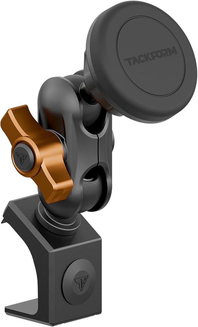 Tackform LINK Phone Mount with Top Dash Clip - Compatible with 2021-2025 Ford Bronco | Aluminum | Zero Slip, Anti-Scratch | Universal Magnetic Phone Holder | 2" Arm | Orange | (NOT MAGSAFE Compatible)