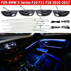 2 Colors Interior LED Stripe Decorative Door Ambient Light Blue and Orange for BMW 5 Series F10 F11 2010-2017 (Black)