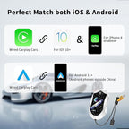 Wireless Android Auto & CarPlay Adapter, Plug and Play, No Lag, USB Type-A & C Support with Charging Port, Mini 3 in 1 Wireless Adapter Compatible with Cars with Wired CarPlay/Android Auto
