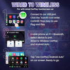 Wireless CarPlay Adapter CarlinKit 3 in 1 Ai Box Only for Wired CarPlay Touch Screen Cars, Support Android 13.0 System Wireless CarPlay Android Auto YouTube Netflix GPS+Glonass - CPC200-Tbox LED