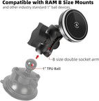 Magnetic Wireless Charging Phone Holder Base for RAM Mounts, 1" (25mm) Ball Mount with Short Aluminum Arm, Compatible with Magsafe iPhone 17/16/15/14/13/12 Series