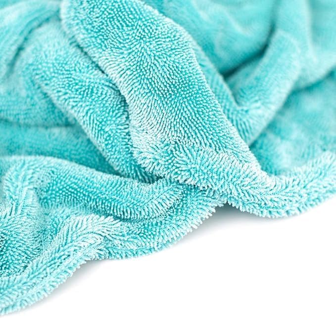 DM_Stores Microfiber Car Drying Towel, Teal and Gray, Edgeless Plush Cloth for Polishing, Drying, and Detailing