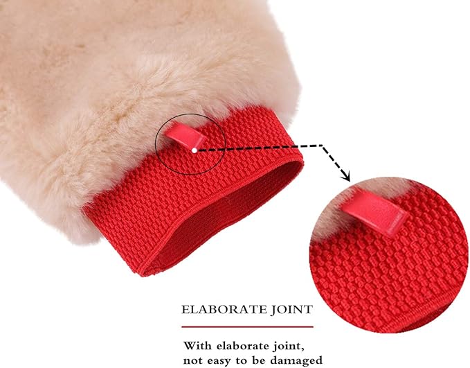 OKAYDA Natural Lambskin Wool Car Wash Mitt Extra Large Size Scratch-Free Sheepskin Wash Mitt