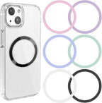 6 Colors Universal Metal Rings Compatible with Magsafe Magnetic Wireless Charger, Adapter Ring Sticker for Cell Phone Case Magnet Wireless Charging, Compatible with iPhone 16/15/14/ Samsung Galaxy