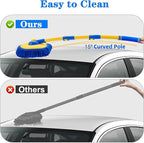 43'' Car Wash Brush with Long Handle Chenille Microfiber Car Wash Kit Mitt Retractable Bent Pole Car Wash Mop for Cars RV Truck Boat (Blue-1)