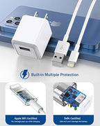 iPhone Charger,[Apple MFi Certified] i Phone Charger 2Pack 3FT Lightning Cable i Phone Charging Cord USB Wall Chargers Travel Plug Adapter for iPhone 14 Pro Max/14 Plus/14/13 Mini/12/11/XS/XR/X/8/7/SE