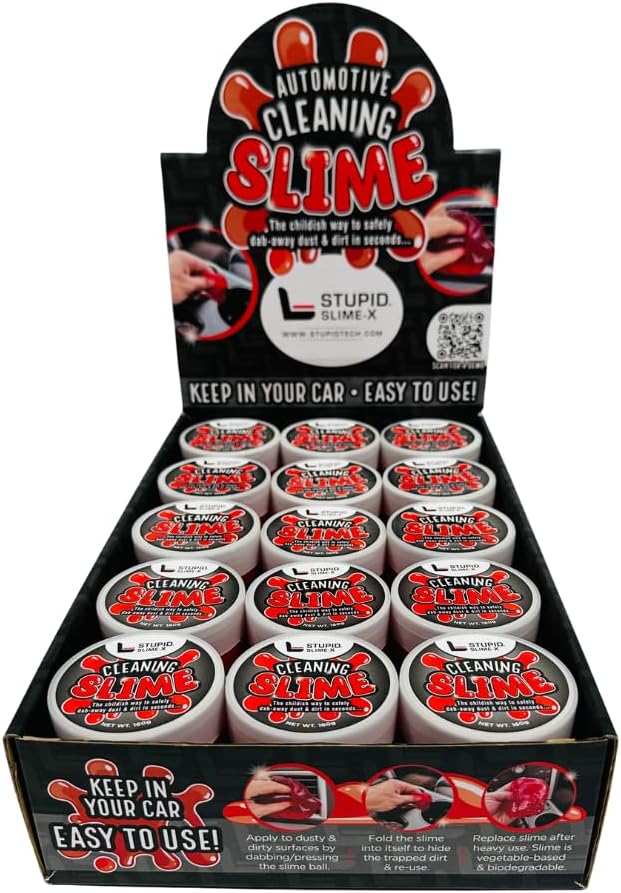 STUPID Technologies Slime-X (New) – Re-Engineered Car Cleaning Gel 4-Pack (640g) – Detailing Putty for Interior Cleaning – Lifts Dust, Crumbs & Debris – Great for Cars, Keyboards & More
