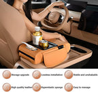 Car Armrest Cushion,5-in-1 Center Console Cover with 2 Storage Bags Cup Holder, Tissue Box Slot, Phone Slot for Sedans, Car Accessories Interior Organizers (Claret)