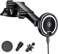 MAGJIEYX for Magnetic Magsafe Car Mount Charger, Wireless Car Charger with QC3.0 Adapter(38W Max) Phone Holder Fits iPhone17/16/15/14/13Plus/MagSafe Case,Dash/Vent/Windshield(Black)