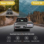 Fitcamx 2K Dual Dash Cam Suitable for Kia EV9 2023-2026 Wind Land GT-Line (Part No#DO000), OEM Style, Front 1440P+Rear 1080P Video, Loop Recording, Built-in WiFi&APP, G-Sensor, Easy to Set, 64GB Card