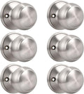 KNOBWELL 6 Pack Brushed Nickel Dummy Door Knob, Single Sided Handle for Closets, French Double Doors, and Pantry, Satin Nickel One Side Non-Turning Interior Push/Pull Door Knob