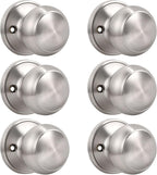 KNOBWELL 6 Pack Brushed Nickel Dummy Door Knob, Single Sided Handle for Closets, French Double Doors, and Pantry, Satin Nickel One Side Non-Turning Interior Push/Pull Door Knob