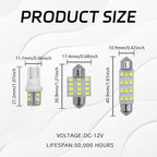 24PCS LED Interior Car Lights, Interior Car Lights Dome Light Set T10 31 mm 42 mm Replacement Bulbs for Top Map Dome Tail Cab Lights and License Plate Courtesy Lights Accessories (White)