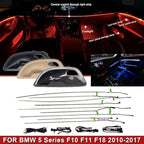 2 Colors Interior LED Stripe Decorative Door Ambient Light Blue and Orange for BMW 5 Series F10 F11 2010-2017 (Carbon Fiber)