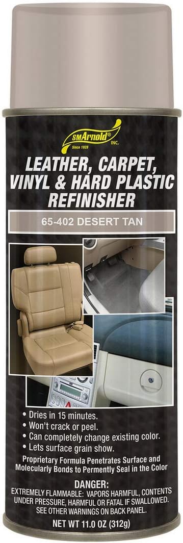 S.M. Arnold Refinishing Spray Paint - DESERT TAN 11 Oz. - For Leather, Carpet, Vinyl, Metal, Plastic, Polycarbonate, Polypropylene, Acrylic, Lexan, Fiberglass | Pro Grade Aerosol Refinisher